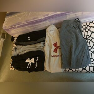 5 piece bundle; under armour; size Lg youth boys sweatpants; smoke free home